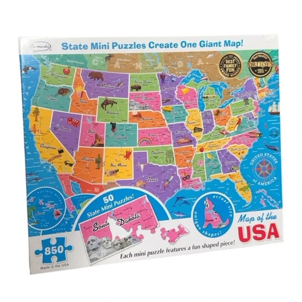New & Sealed America's 50 State Mini Puzzles Create Giant Map 850 pieces 36